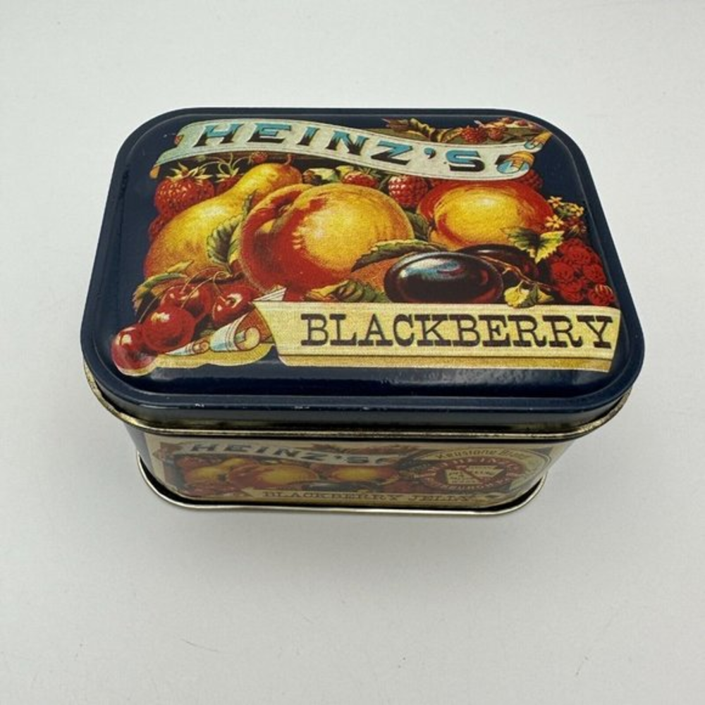 Blackberry Jelly Can HJ Heinz Tin Box Storage Rectangular Keystone Pickling‎ VTG
